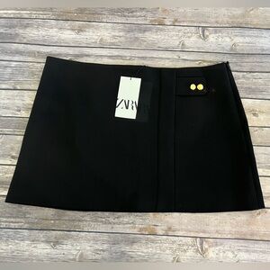 Zara Black Mini Skirt with Gold Button Detail NWT XXL